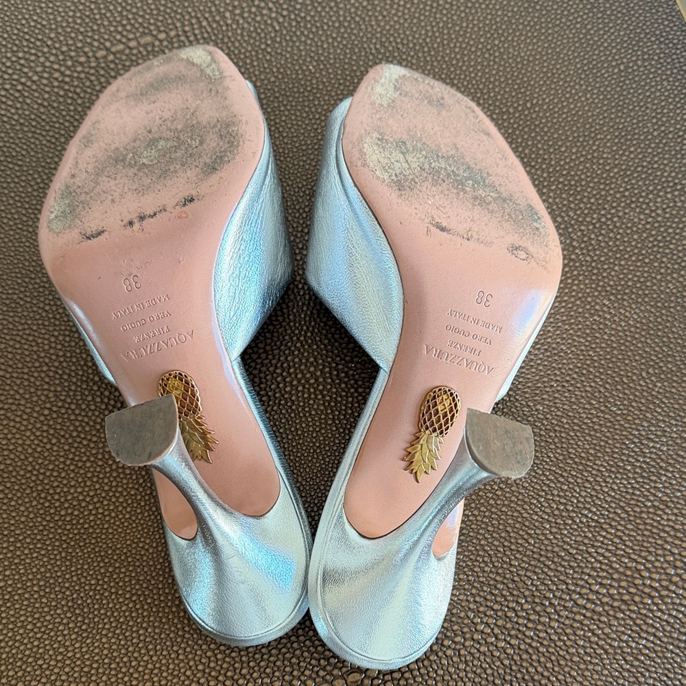 Aquazzura Metallic Silver Sandals - Picture 5 of 6